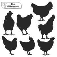 colección de pollo o gallina siluetas vector