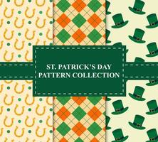 Collection Of Irish St Patricks Day Pattern Vector Design Concept In Flat Style