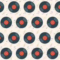 Pattern With Vinyl Record And Musical Notes. Music Background Design Flat Style Vector Illustration