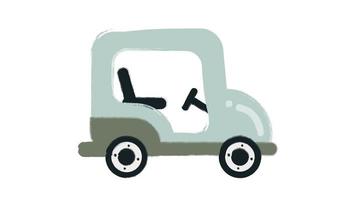 cute hand drawn texture golf cart or buggy car 4k loop animation video