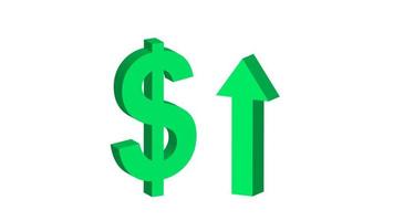 verde dólar símbolo y arriba flecha animación con el concepto de moneda aumentar, ganancia, inversión, negocio, economía video
