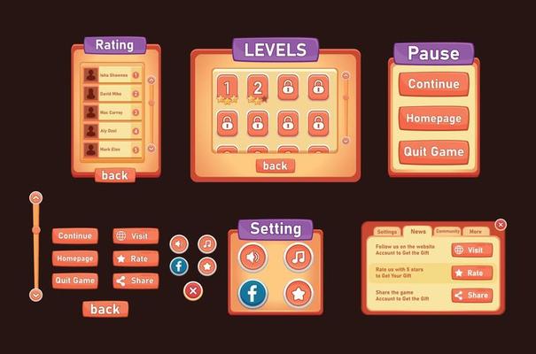List of mobile games , Game UI kit ,  user interface ui - ux