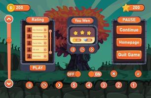 Game Settings Screen. Options And Preferences. Vector Graphical User  Interface UI GUI For 2d Video Games. Wooden Menu, Panels And Buttons For  Menu. Royalty Free SVG, Cliparts, Vectors, and Stock Illustration. Image