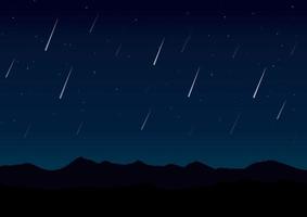 estrellado noche cielo terminado el montañas, vector ilustración.