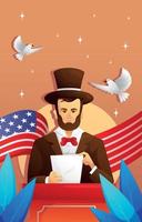 Abraham Lincoln Reading a Speech Text vector