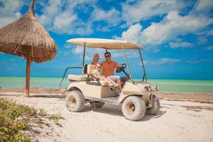 Family on the beach car photo