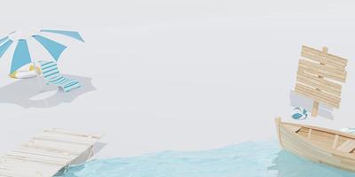 antecedentes verano bandera playa con de madera letrero arena playa frio tonos 3d ilustración foto