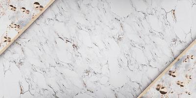 Photo frame and light pink marble ball on the marble floor Empty golden frame and background simple minimalist style interior backdrop Space for text 3D illustration