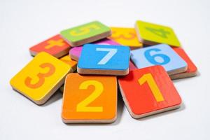 Math number colorful on white background, education study mathematics learning teach concept. photo