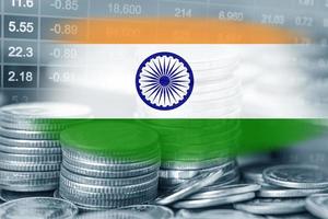 inversión en el mercado de valores comercio financiero, moneda y bandera de la india o forex para analizar los antecedentes de datos de tendencias comerciales de finanzas de ganancias. foto