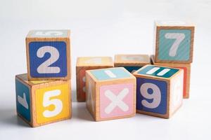 Math number colorful on white background, education study mathematics learning teach concept. photo