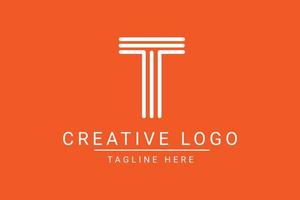 Modern creative letter T vector logo design. Minimalist  flat line logo design template. Monogram logo design.