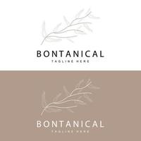 botánico logo, naturaleza planta diseño, flor planta icono vector con línea modelo