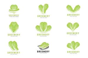 Chinese cabbage Logo Design Green Plant Vector Kimchi Food Ingredients