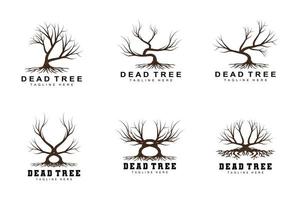 Tree Logo Design, Dead Tree Illustration, Wild Tree Cutting, Global Warming Vector, Earth Drought, Product Brand Icons vector