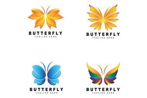 logotipo de mariposa, diseño animal con hermosas alas, animales decorativos, marcas de productos vector