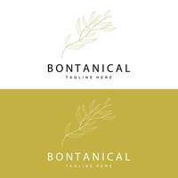 botánico logo, naturaleza planta diseño, flor planta icono vector con línea modelo