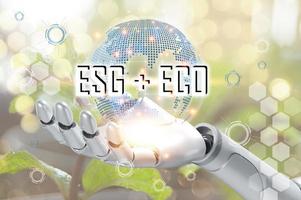 el concepto es a combinar esg y eco sistemas con artificial inteligencia a optimizar eficiencia. foto