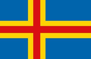 Flag of the Aland Islands. The administrative center of Mariehamn. photo