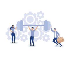 Teamwork to support for success,help or togetherness for business solution concept,modern flat vector illustration