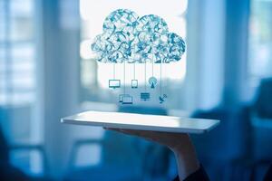 Creative photo of cloud computing, and cloud security.