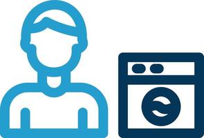 Man Doing Laundry Vector Icon Design