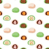 A pattern of Japanese Daifuku mochi candies vector