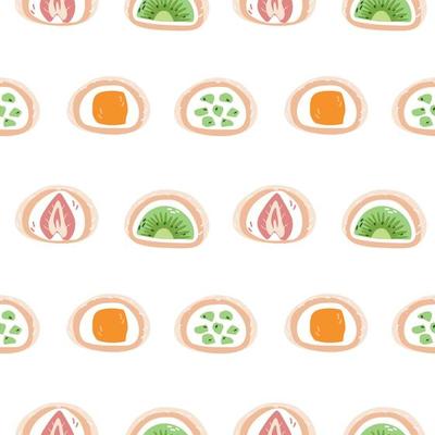 Seamless Pattern of Daifuku mochi Sweets