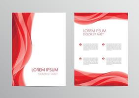 Vector set of red wavy abstract covers, brochures, flyers, flowing silk