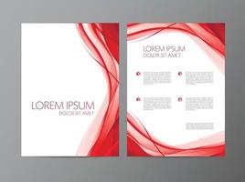 Vector set of red wavy abstract covers, brochures, flyers, flowing silk