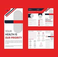 Medical hospital trifold brochure design vector