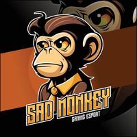 sad monkey esport logo vector