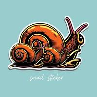 snail sticker cartoon illustration vector