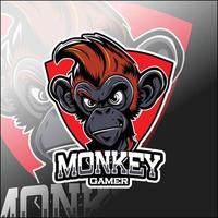 monkey esport  gamer mascot logo design vector