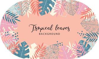 Modern tropical leaves with colorful background vector