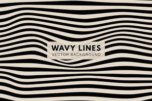 Wavy black stripe lines geometric shape. Vector swatch seamless pattern. Abstract background