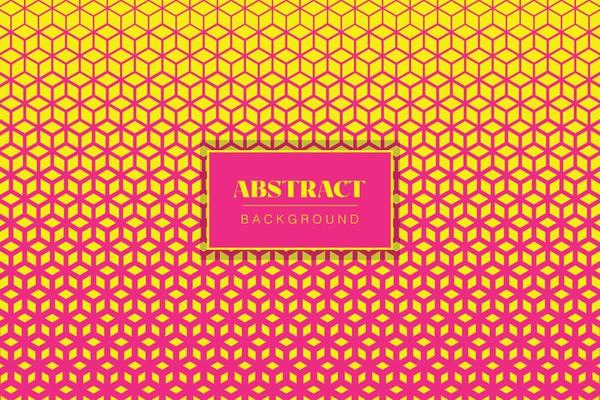 Hexagon halftone pink geometric shape on a yellow background