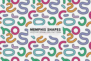 Memphis pattern. Memphis colorful curve line shapes. Vector design seamless pattern background