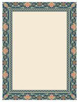 Vector vintage border frame pattern in Eastern style. Ornate element for design and place for text. Ornamental illustration for wedding invitations and greeting cards. Traditional decor.