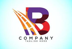 Letter B with road logo sing. Polygonal style logo for highway maintenance and construction. vector