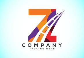 Letter Z with road logo sing. Polygonal style logo for highway maintenance and construction. vector