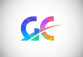 Letter G C Low Poly Logo Design Vector Template. Graphic Alphabet Symbol For Corporate Business Identity