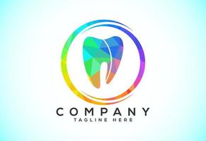 Polygonal tooth dental logo. Low poly style dental clinic logo vector illustration.