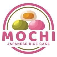 Modern vector flat design simple minimalist cute logo template of mochi for brand shop, cafe, restaurant, bar, emblem, label, badge. Isolated on white background. Retro circle round badge style icon.