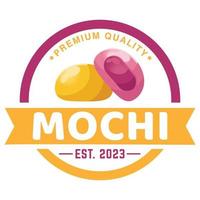 Modern vector flat design simple minimalist cute logo template of mochi for brand shop, cafe, restaurant, bar, emblem, label, badge. Isolated on white background. Retro circle round badge style icon.