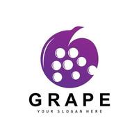 Grape Fruit Logo, Circle Style Fruit Design, Grape Farm Vector, Wine Drink, Nature Icon, Illustration Template vector