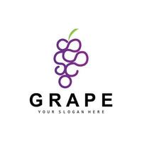 Grape Fruit Logo, Circle Style Fruit Design, Grape Farm Vector, Wine Drink, Nature Icon, Illustration Template vector