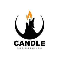 Candle Logo, Elegant Romantic Candle Light Dinner Flame Light Design, Traditional Spa Candle Vector