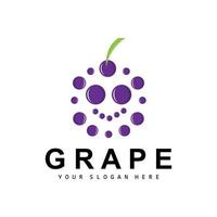 Grape Fruit Logo, Circle Style Fruit Design, Grape Farm Vector, Wine Drink, Nature Icon, Illustration Template vector