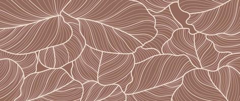 Tropical leaf line art background vector. Abstract botanical floral foliage line art pattern design in minimalist linear contour style. Design for fabric, print, cover, banner, decoration, wallpaper. vector